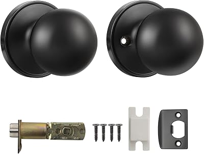 Probrico Matte Black Passage Door Knobs Interior Keyless Door Knob Set 1 Pack