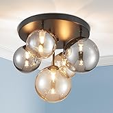 AGV LIGHTING Flush Mount Ceiling Light Fixture, 5-Light Modern Bubble Light Fixture with Black Metal Frame, W14 x H12 G9 Base Globe Ceiling Light for Bedroom Living Room Kitchen Dining Room