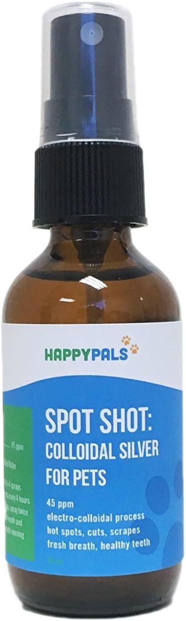Happy Pals Spot Shot: Animal Wound Care Spray, Colloidal Silver For Pets (Heals Skin, Freshens Breath, 59 ml)
