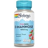 SOLARAY D-Mannose with CranActin Cranberry Supplement 400mg, Urinary Tract Health & Bladder Support Capsules with Vitamin C for Immune Function, Vegan, 60 Day Guarantee, 30 Servings, 60 VegCaps