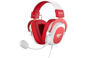 Havit Headphone Fone de Ouvido H2002d Red, Gamer, com Microfone, Falante 53mm, Plug 3, 5mm: compatível com XBOX ONE e PS4, HV-H2002d Cor Vermelho e Branco