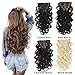 22” Clip in Hair Extensions Full Head Curly Wavy Hairpieces for Women 7pcs 140gram (Bleach Blonde - 613#)