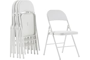 susici 6 Pack Elegant Foldable Chairs with Padded Seats,Portable Stackable Commercial Folding Chairs with Steel Frame for Home Office Wedding Party Indoor Outdoor,330lbs Capacity,White