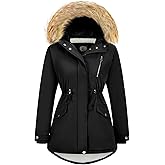 FASRYKOC Women's Fur Hood Winter Parka Thicken Winter Jacket Coat Hooded Puffer Coat with Removable Fur Trim