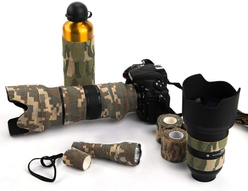 AIRSSON 5 Roll Camouflage Tape Cling Scope Wrap Military Camo Stretch Bandage for Gun Rifle Shotgun Camping Hunting 2" x5 yds Self-Adhesive (Woodland Camo - 6 Pack) : Sports & Outdoors
