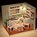 Dollhouse Miniature DIY Wood Kit Dolls House Room with Cover and LED Toy Christmas Gift Birthday Gift Perfect Kitchen