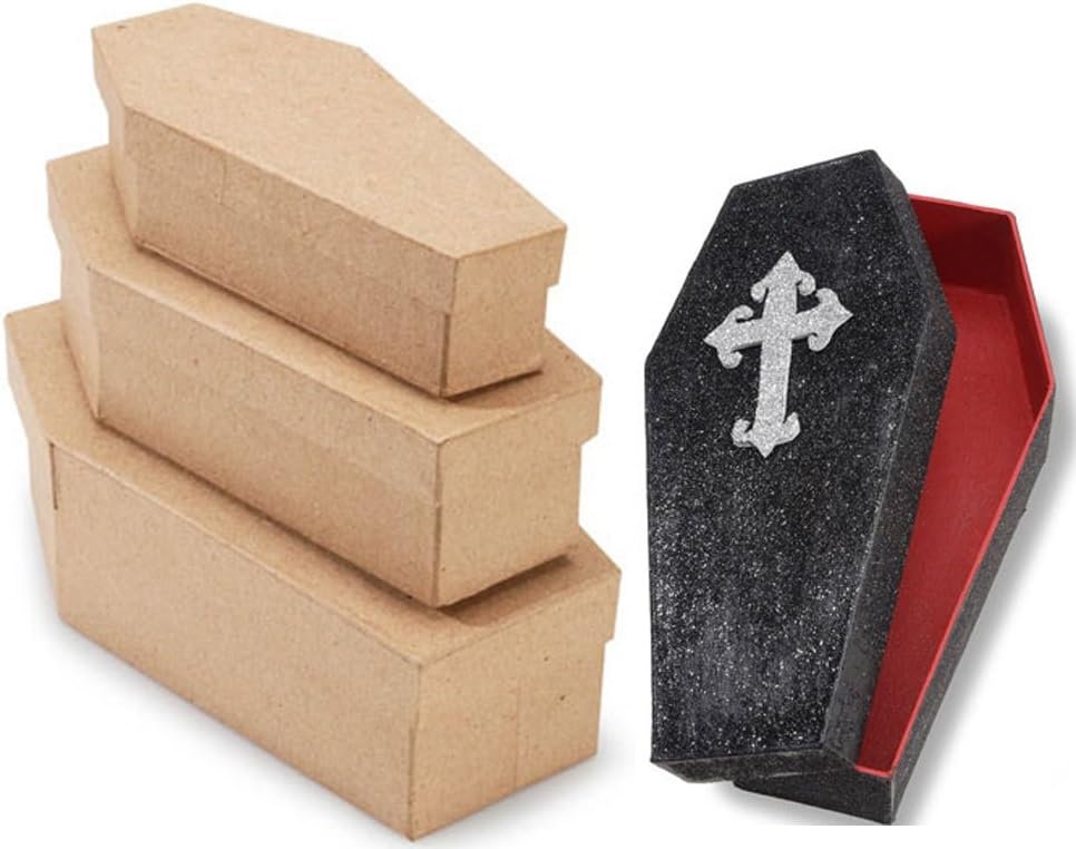Juego de 3 papel maché caja ataúd Set para Halloween: Amazon.es: Hogar