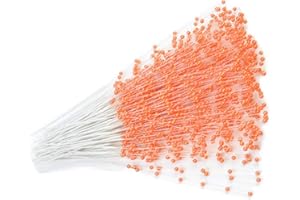 canjoyn 100 Stems Pearl Sticks Beading on Wire Stems for DIY Garland Bridal Wedding Pearl Bouquet Home Party Decor Craft (Orange)