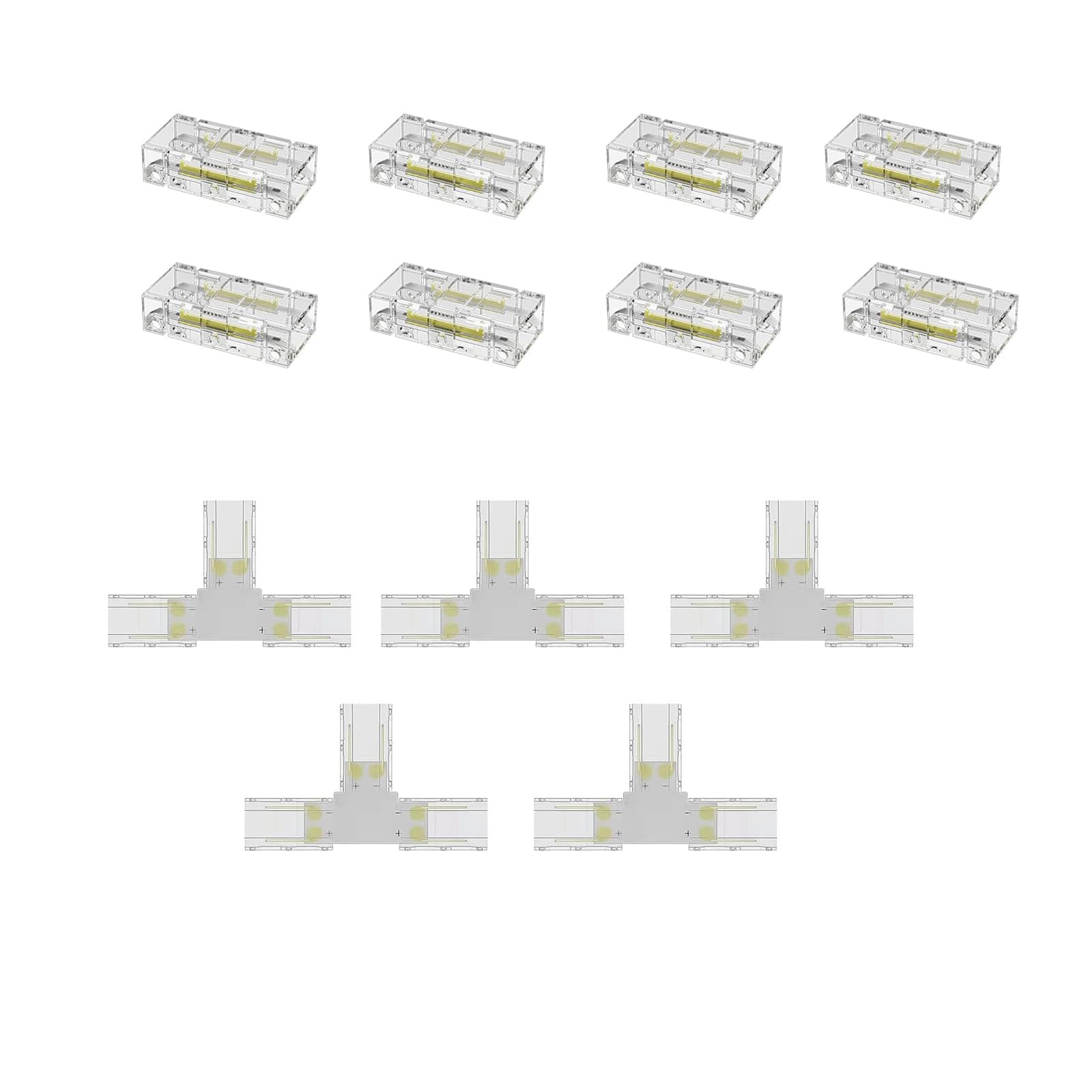 Amefil 10mm 2-Pin COB LED Strip Connectors, T Shape Corner Connectors, Indoor Use, LED, Transparent, Connector, Versatile, Mini Size, Wide Application