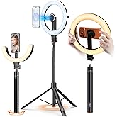 10.2" Magnetic Ring Light with 64" Tripod for iPhone Mag Safe, 5000mAh Rechargeable Ring Light with Stand, 3000k-6500K Phone Tripod with Light for Video, Photography, Live Stream, TikTok, YouTube