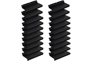SNOGSWOG 10X4.3 Inch Slatwall Shelves Set of 20, Metal Slat Wall Shelves Accessories, Black Flat Display Shelves for Slat, Metal Retail Display for Storage and Organization