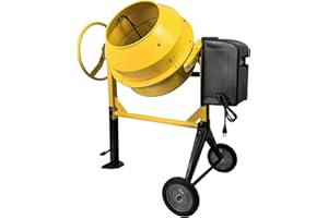 HIGOSPRO Portable 4.2 Cu Ft Concrete Cement Mixer, 3/5 Hp Electric Mixer Machine with Wheel & 120L Freestanding Barrow Machine, Portable Cement Mixing Machine for Stucco, Mortar Seeds