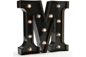 OYCBUZO Light Up Black Alphabet Marquee Letters Sign LED Marquee Number Lights Sign for Night Light Home Bar Christmas Party Lamp Wedding Birthday Decoration M