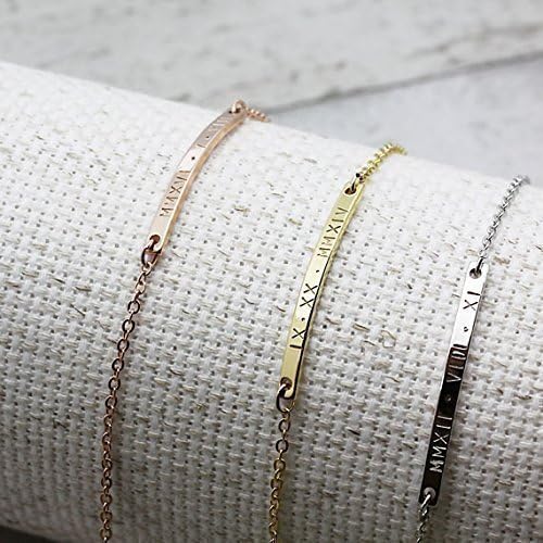 Valentine's Day,A Same Day Shipping til 3 P.M EST, Special date Bracelet - Roman Numeral engraving bracelet, Bar bracelet, gold plated,graduation gift, wedding gift, custom jewelry, birthday gift