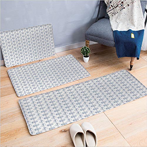 3 Piece Non-Slip Doormat 3d print for Door mat living room kitchen absorbent kitchen mat,Rose Ship Wheel Sailors Sea Life Ocean Adventure,15.7"x23.6"by23.6"x23.6"by15.7"x39.4",coffee table carpet wind