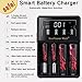 LCD Display Speedy Universal 18650 Battery Charger with Car Adapter Smart Charger for Rechargeable Batteries Ni-MH Ni-Cd AA AAA AAAA C, Li-ion 26650 22650 18490 17670 17500 18350 16340(RCR123) 14500