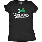 Womens I Clover Shenanigans T Shirt Funny Irish Clover St Saint Patricks Day Tee