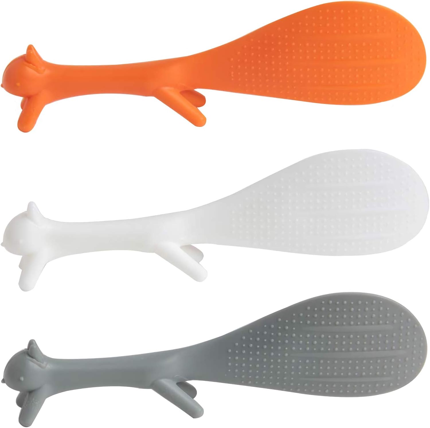 AnFun 3 Pieces Creative Squirrel Shape Standing Scooper Non-Stick Rice Paddle Spoons Fashion Rice Cooker Dishes Filled Scoop Shovel