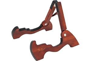 StarQuest Wood Guitar Stand, Folding A-Frame Wooden Floor Stand for Acoustic, Electric & Classical Guitars, Non-Slip Rubber P