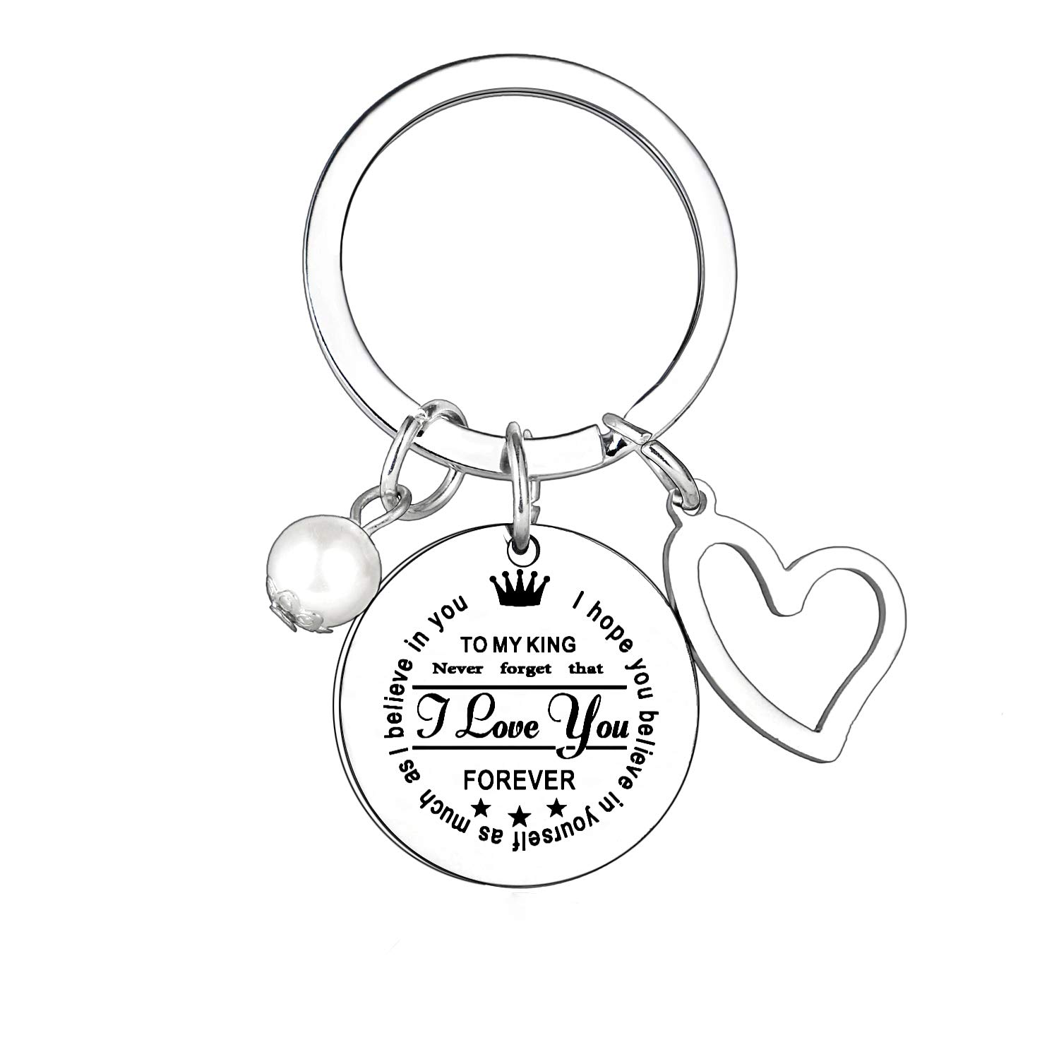 MADHAHEFU Couple Gifts Inspirational Keychain Gifts for Boyfriend Girlfriend Birthday Keyring I Hope You Believe in Yourself As Much As I Believe in You Jewellery Valentine's Day Gifts (To my king)