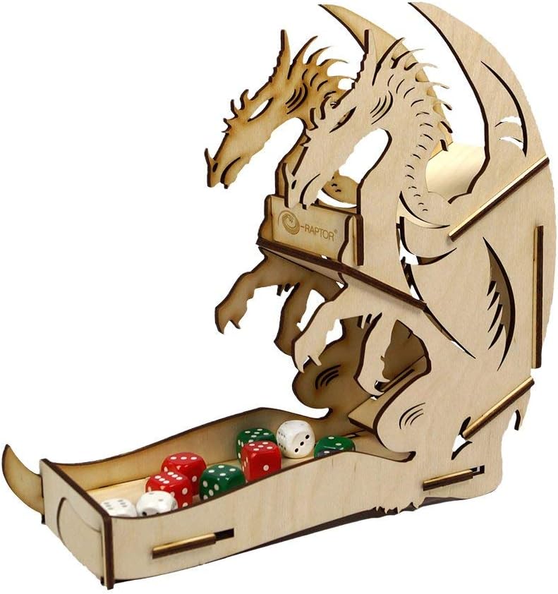 e-Raptor ERA19039 Dice Tower Dragon Wooden Board Game, Large