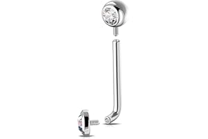 Melighting 14G Internally Threaded Belly Ring, Stainless Steel 316L Navel Bars Transparent Round CZ, Long Barbell Piercing Je