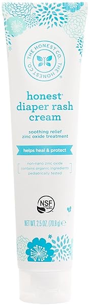 THE HONEST COMPANY HYPOALLERGENIC DIAPER RASH CREAM, MOISTURIZING, CALMING ZINC OXIDE OINTMENT, NEA RECOGNIZED CRUELTY-FREE, 2.5 OZ