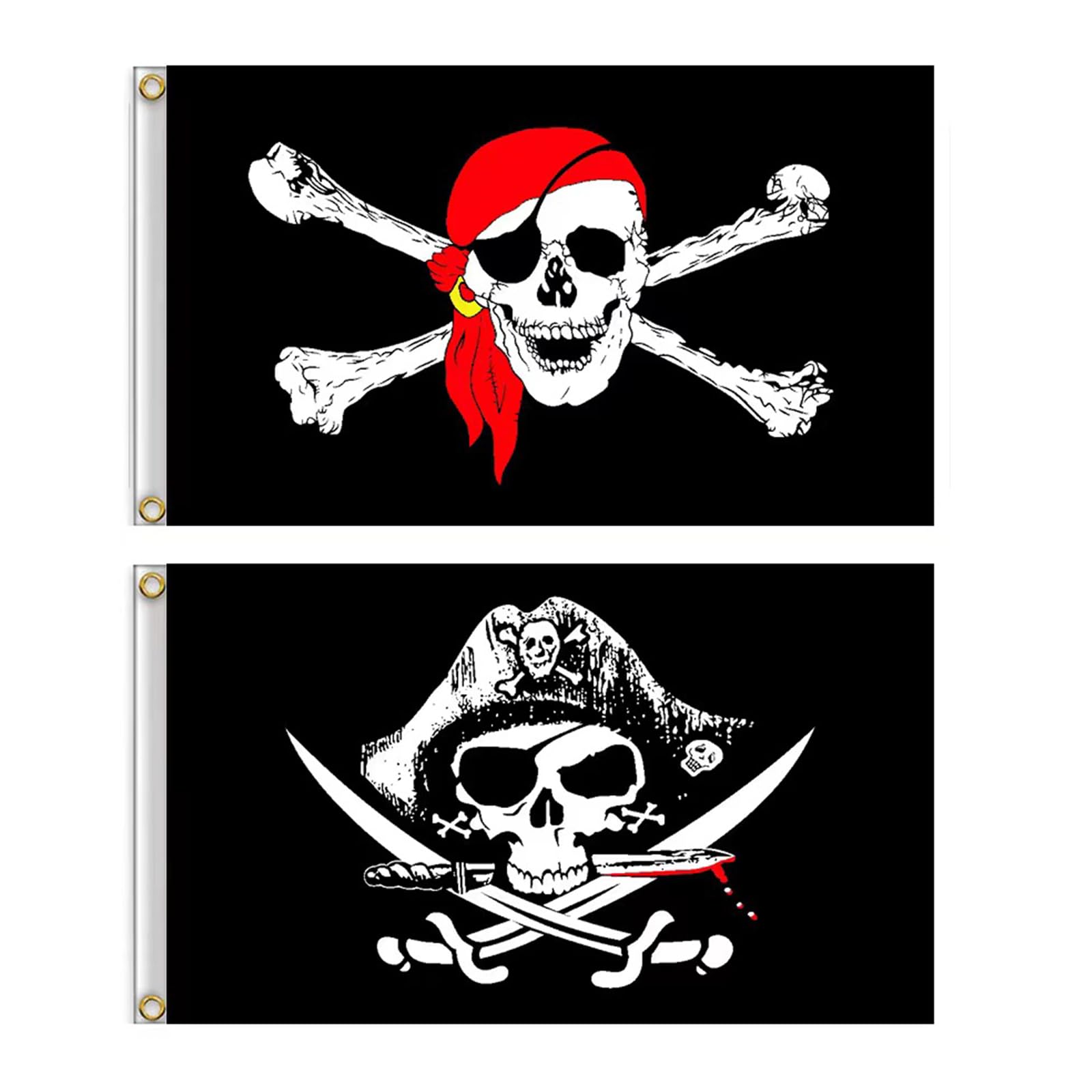 PMELCXD Jolly Roger Flag and Red Pirate Skull Flag Halloween 2 PC Pirate Decoration Halloween Decoration Home Decoration Stunning Flag Halloween Home Decoration Ghost House Decoration Handwaving Flag