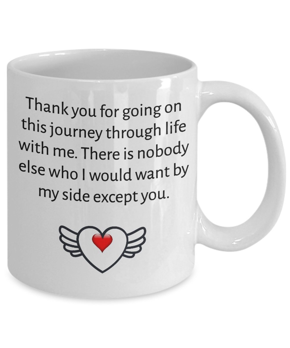 MIPOMALL Thank You for Going on This Journey with me, Gifts for Husband, Wife, Boyfriend, Girlfriend, Partner, Spouse, Presents for Valentines, Coffee Mug