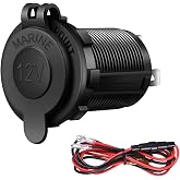 Cigarette Lighter Socket Car Marine Motorcycle ATV RV Lighter Socket Power Outlet Socket Receptacle 12V Waterproof Plug by ZHSMS