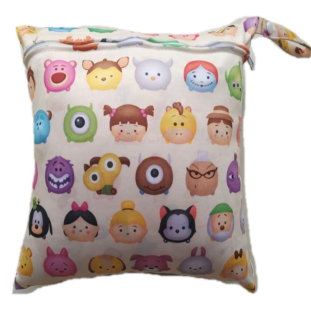 Waterproof Zipper Bag Washable Baby Cloth Nappy Changing Diaper Bag (Cartoon)