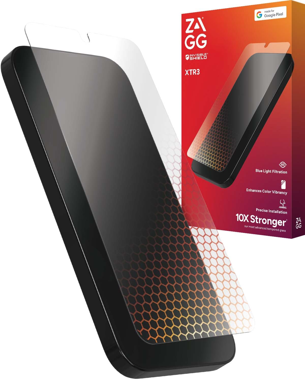 Photo 1 of ZAGG Glass XTR3 Google Pixel 9 / Pixel 9 Pro Screen Protector - 10X Stronger with Recycled Glass, Enhanced Eyesafe Blue Light Filter, Anti-Reflective, Easy Installation