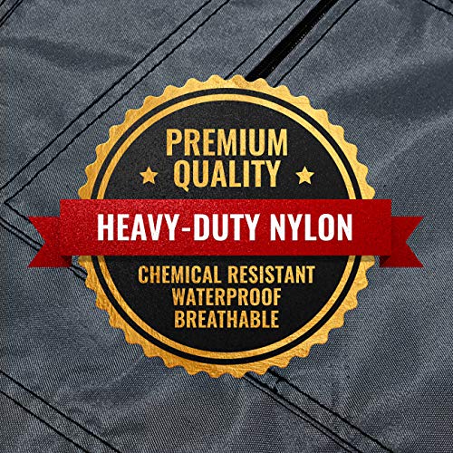 Under NY Sky Cross-Back Barber Gray Apron - Heavy-Duty Nylon, Water and Chemical Resistant, Zipped Pockets, No-Tie, Split-Leg - Adjustable for Men, Women - Pro Hair Stylist, Salon, Colorist, Artist - Thumbnail 4