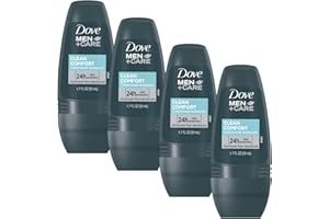 Dove Men+Care Clean Comfort Roll on Deodorant, Aluminum Free, For All Day Underarm Odor Protection, 4-Pack, 1.7 Fl Oz Each, 4 Bottles