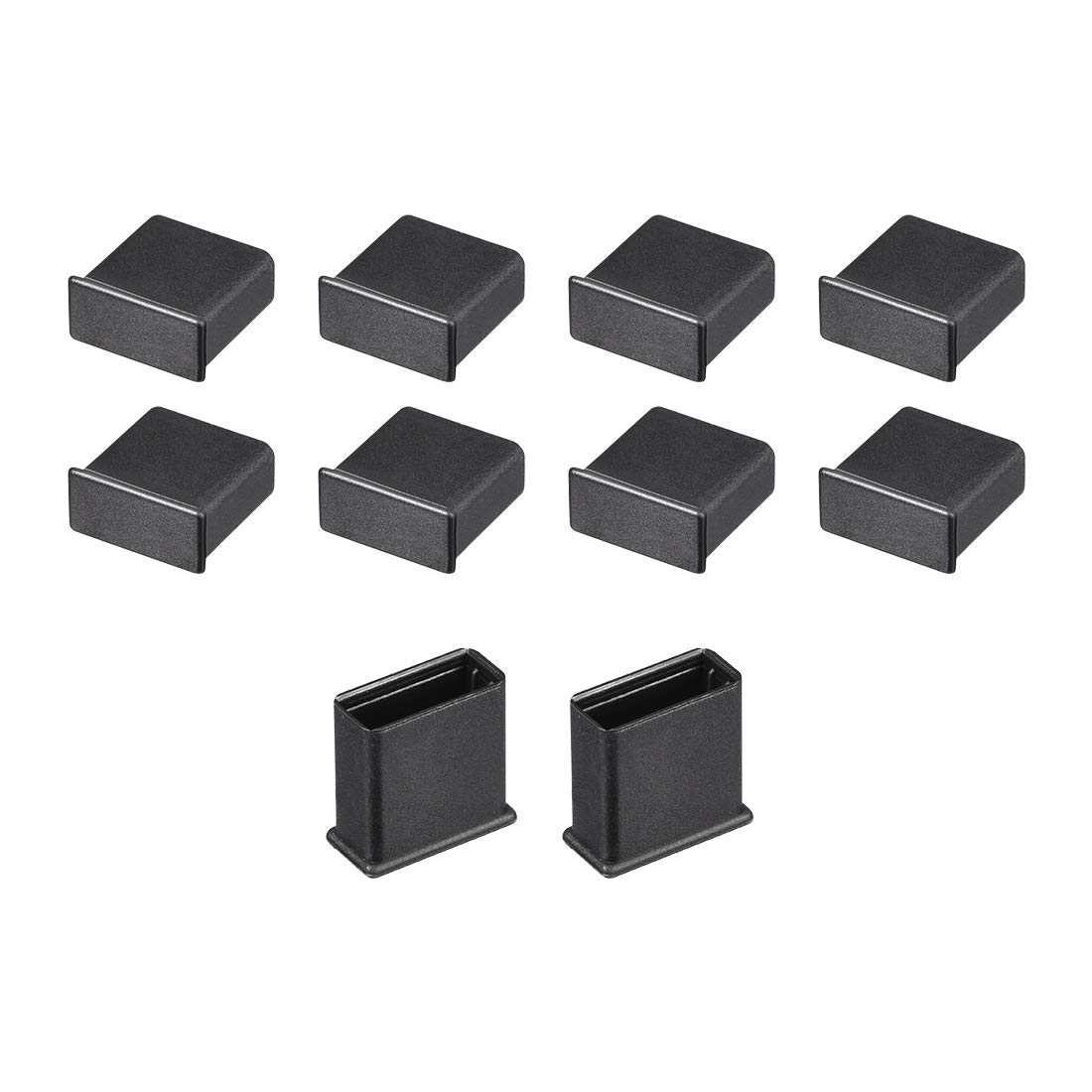 sourcing map 10pcs Silicone USB Cap Port Cover Anti Dust Protector 13mmx5mm for USB 2.0 Black