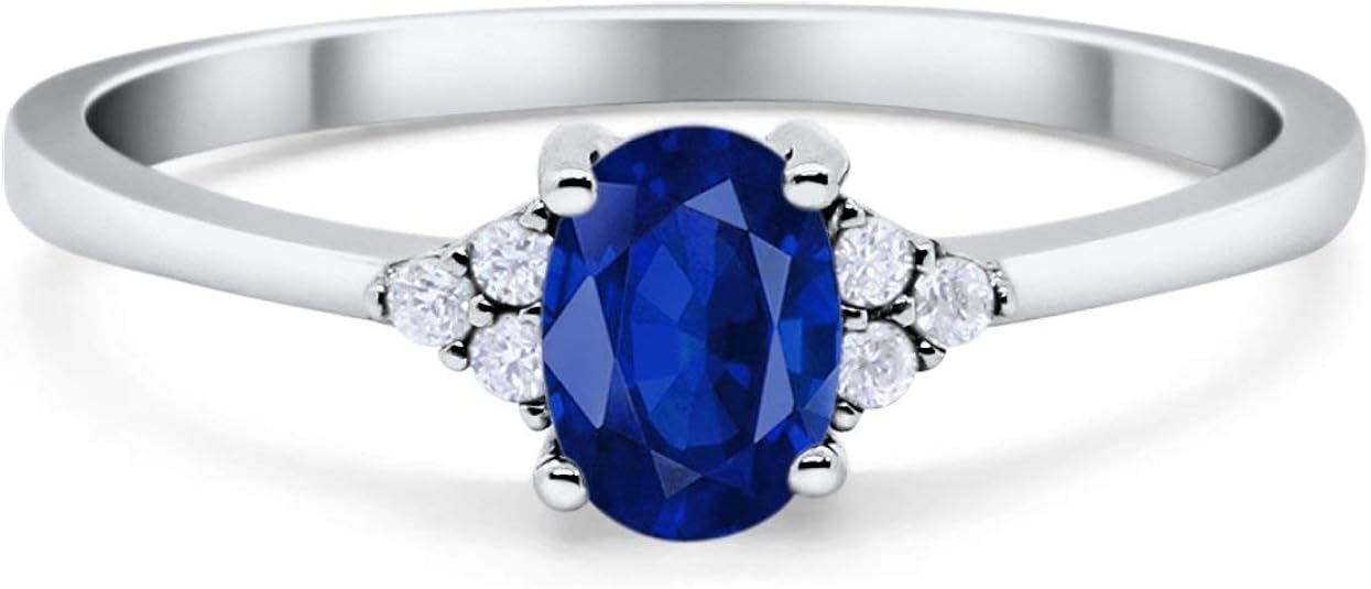 Simulated Blue Sapphire Cubic Zirconia Size8 Oval Cut Wedding
