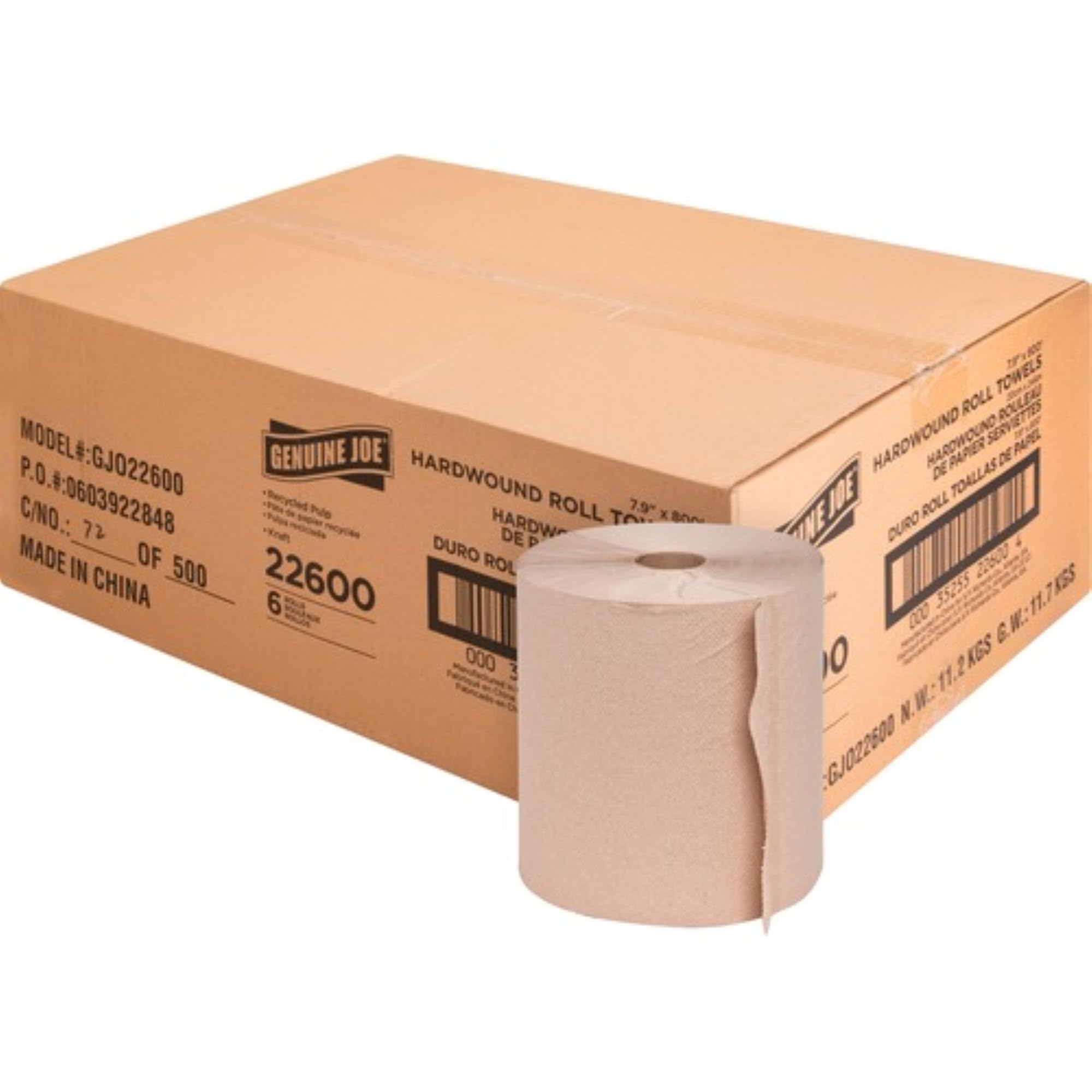 Photo 1 of **ONLY 5 ROLLS**Genuine Joe GJO22600 Embossed Hardwound Roll Towels (Pack of 6)