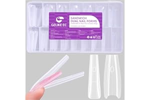 Gelike EC Sandwich Nail Forms for Builder Gel: For Beginners & Pros 2026 Dual Form Prevents Gel Stacking & Warping - Easy Home Nail Extensions - 240Pcs 15 Sizes Kit - Long Coffin