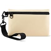 AfitLulu Wristlet Wallets, Canvas Coin Purse Pouch with Zipper and Detachable Wristband, Solid Color Change Purse