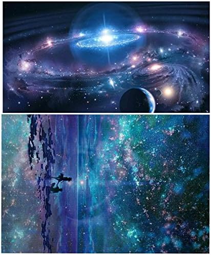2 Packs 5D DIY Diamond Painting Set Full Round Drill Arts Crafts Wall Stickers For Living Room Lovers Under the Starry Sky and Cosmic Sky(16X20 inches/20X12inches) (Lovers&Cosmic)