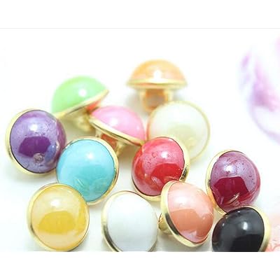 120pcs Pearl Buttons 10mm Small Pearl Half Resin Dome Cap Copper Base Buttons for Crafting Sewing Scarpbooking Scarf and Clothes,Mixed Color