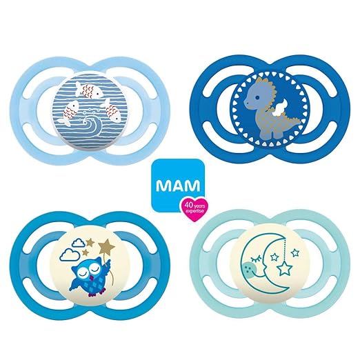 MAM Perfect Day & Perfect Night Schnuller 6-16 Boy II // 4er Set // inkl. 4 Sterilisiertrasportboxen