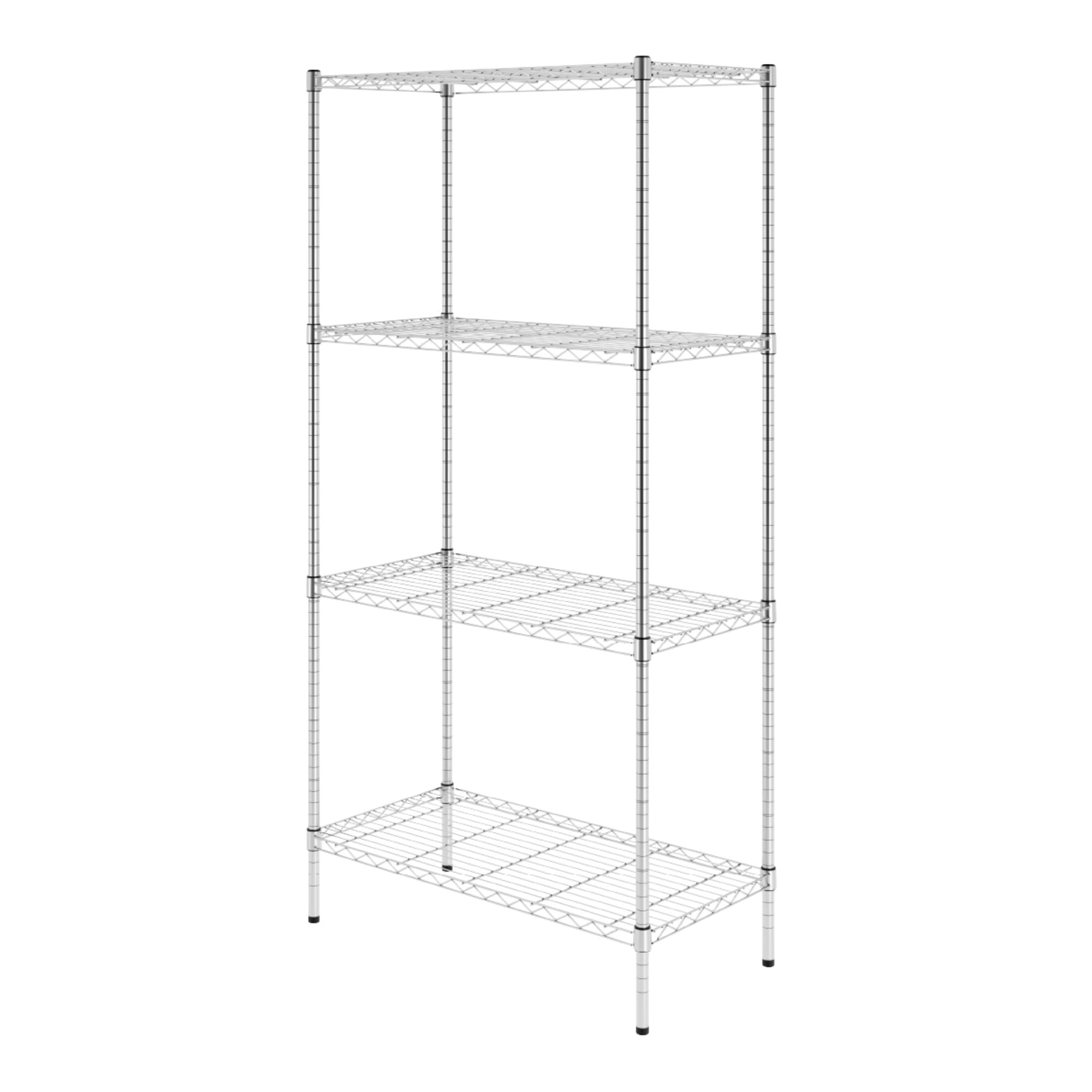 SafeRacks - NSF Certified Storage Shelves, Zinc, Heavy Duty Steel Wire Unit with Adjustable Feet, Garage or Bakers Rack, Kitchen, Pantry Shelf - (18"x36"x72" 4-Tier) (Silver) Image