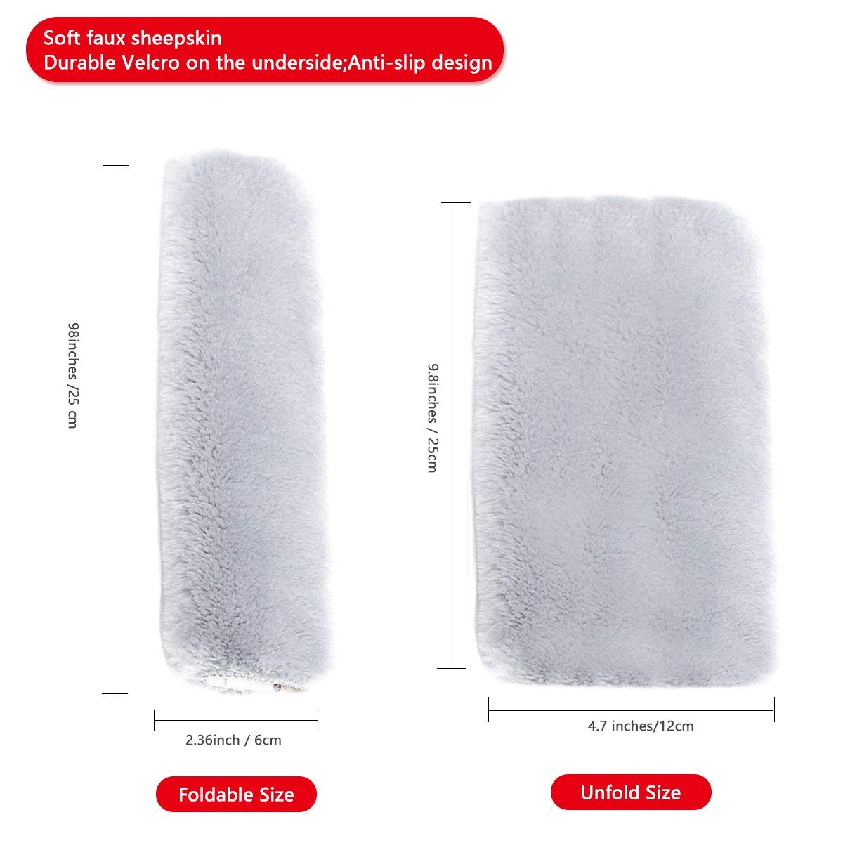 Carrep Car Seat Belt Pads Soft Seatbelt Covers Pillows Faux Sheepskin for Kids Adult Universal (2019 Gray)