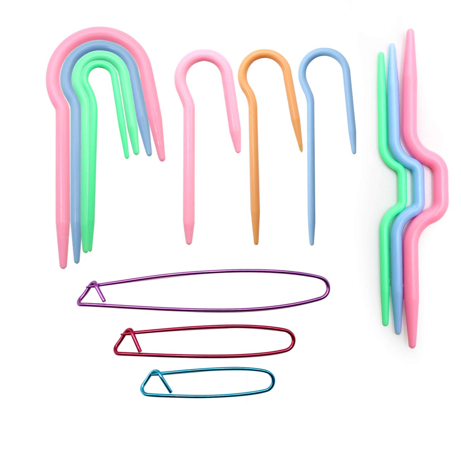CHSEROK 13 Pcs Cable Knitting Needles & Stitch Holders Color Mixing Set Practical Knitting Tools