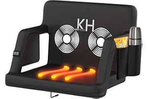 Extra-Wide Heated Massage Stadium Seat with Back Arm Support, Foldable Portable Stadium Seat for Bleachers,Extra Thick Paddin