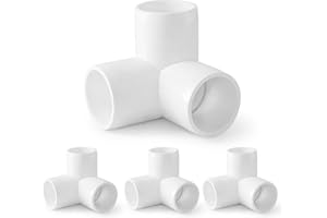 3 Way PVC Pipe Fittings 3/4 Inch, Zernmiarder White PVC Elbow Corner Side Outlet Tee Fitting, SCH40 Furniture Grade Pipe Connectors - Fits 3/4" Polyvinyl Chloride Pipes, 4 Pieces