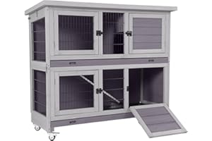 GUTINNEEN Folding Rabbit Hutch Indoor Bunny Cage in No Time Assemble Guinea Pig Cage Rabbit House Movable