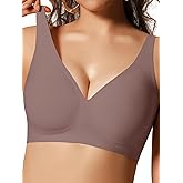 COCOMARTS Jelly Bras for Women No Underwire Seamless Push Up Comfortable Tshirt Everyday Deep V Bra with Support and Lift