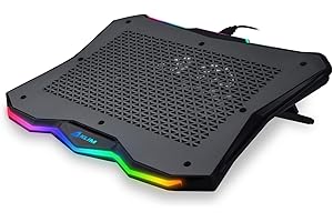 KLIM Rainbow - Laptop Cooling Stand with RGB backlighting - 11" - 19" - Gaming Laptop Cooling Pad For Desk - USB Powered Fan 